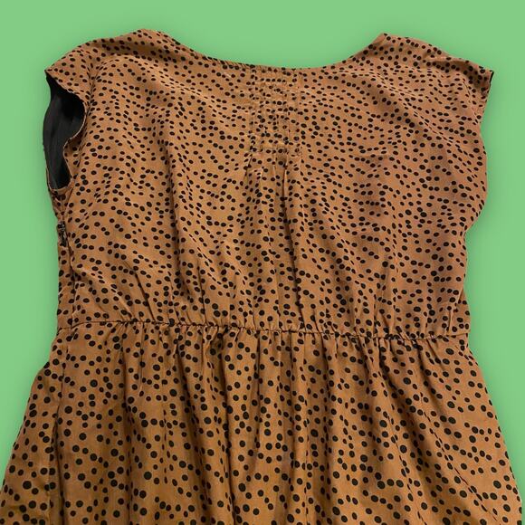 Tulle by Anthropologie Faux Silk Brown Speckled A-Line Midi Dress Size Small - Picture 8 of 9
